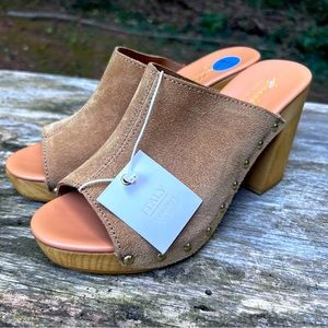 Avellini Made in Italy Suede Leather Block Heel Womens Shoes 7.5 / 38 NEW